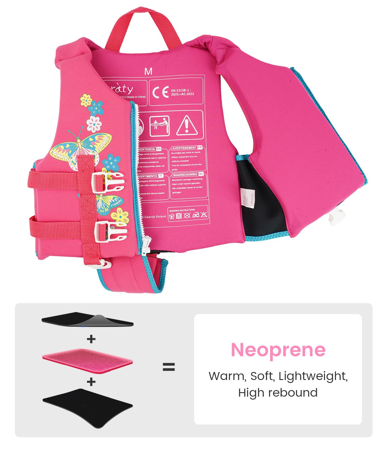 Chaleco de Natación Zeraty Rosa Neopreno para Niños y Niñas