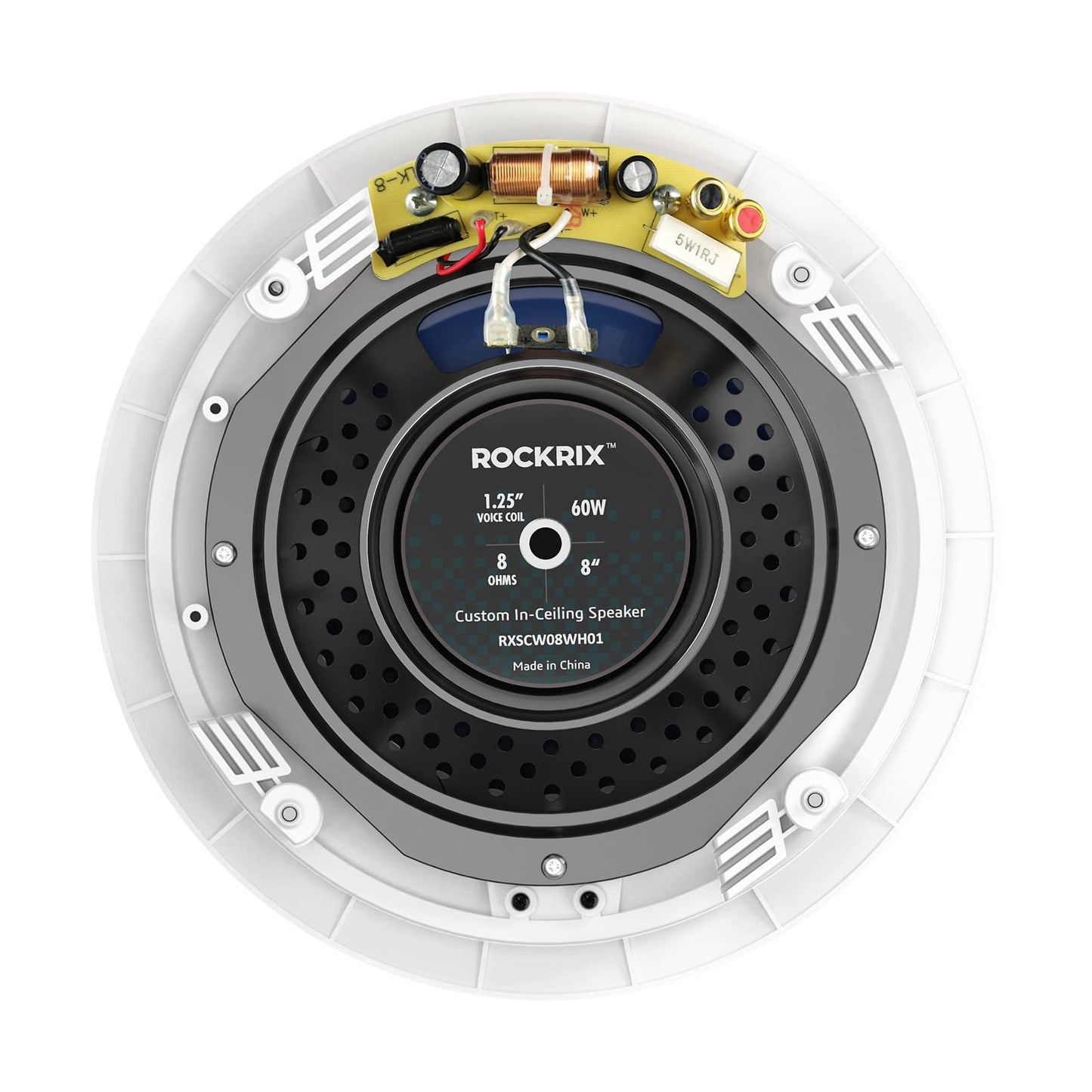 ROCKRIX Audio - Altavoz redondo de 3 vías premium en el techo de 8 pulgadas, doble cúpula de seda de 1 pulgada, diámetro de recorte de 9.5 pulgadas, cada uno, blanco