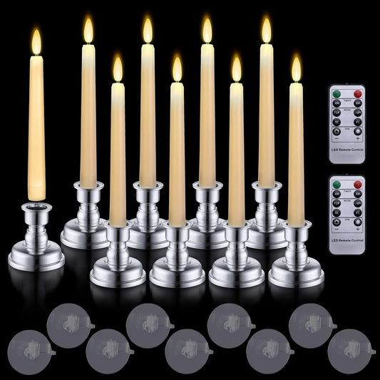 Juego de Velas LED 3D MIXALY Marfil con Temporizador Remoto y Candelabros Extraíbles