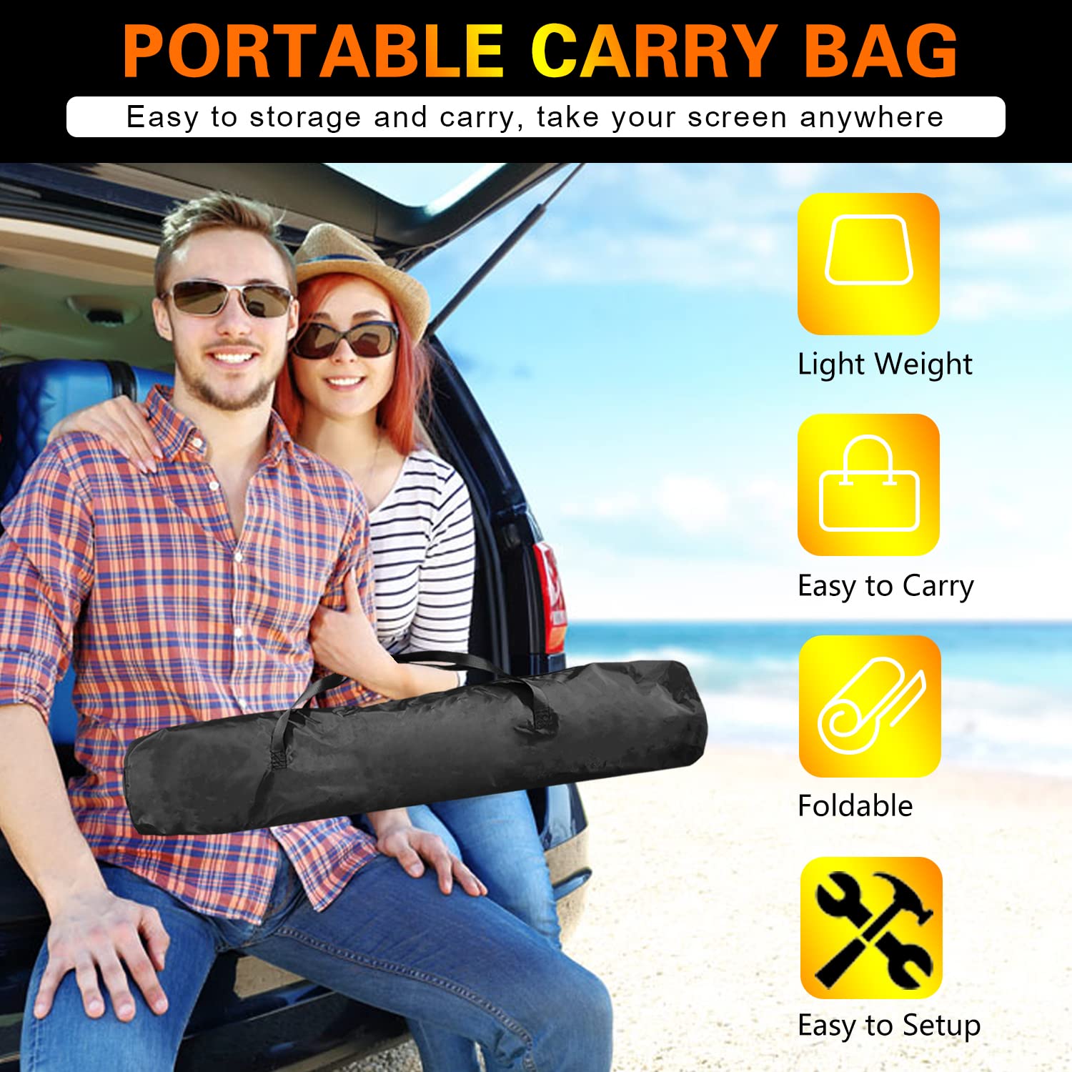 AZXRHWYGS visualización de proyector con Soporte de 120 Pulgadas para Interiores y Exteriores, visualización de proyector 16:9 4K HD, portátil, visualización de proyección Frontal Trasera