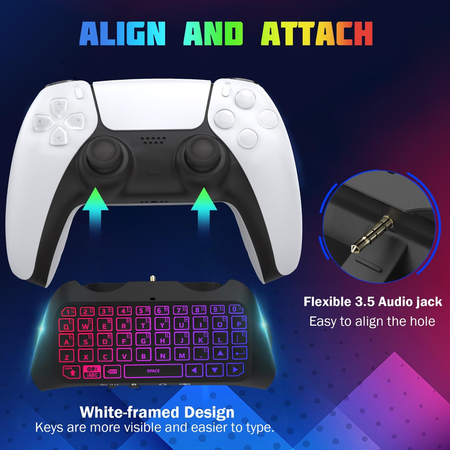 Teclado Inalámbrico TiMOVO Negro Blanco RGB Retroiluminación para PS5