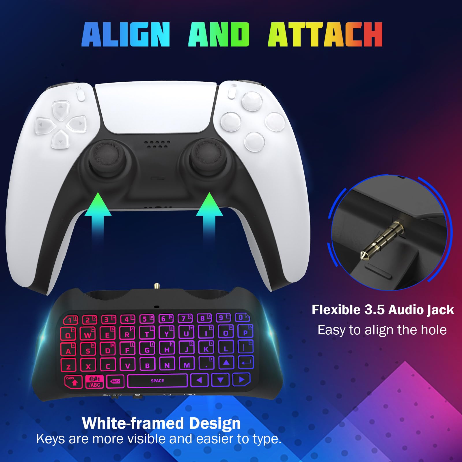 Teclado Inalámbrico TiMOVO Negro Blanco RGB Retroiluminación para PS5