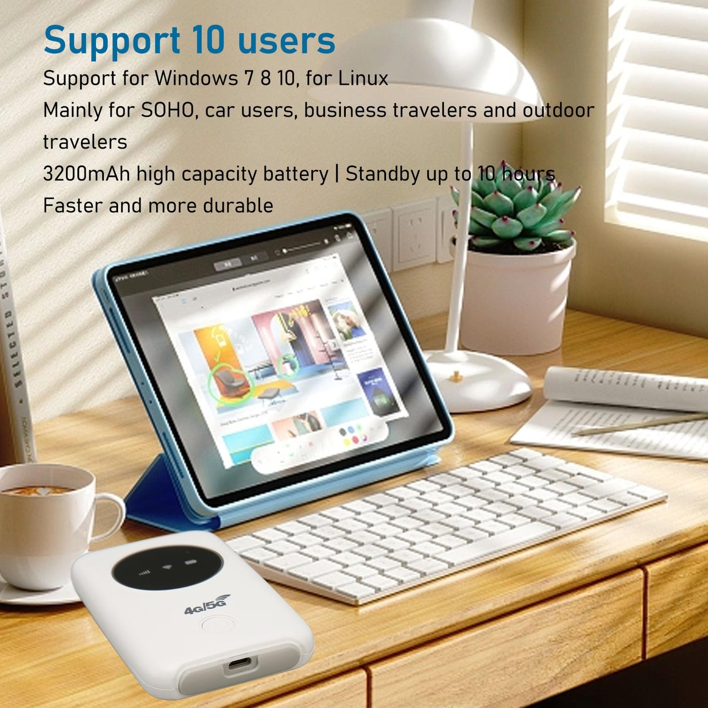 Punto de Acceso WiFi Móvil de Viaje 4G LTE Internacional 150 Mbps 3200 MAh