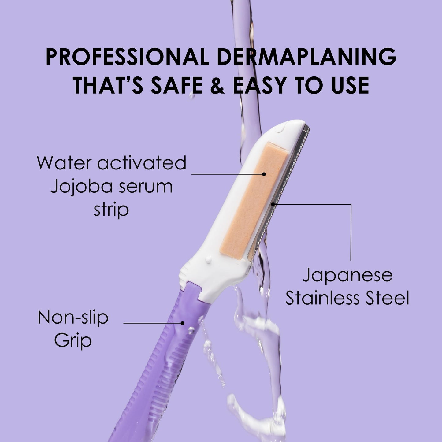 JAPONESQUE Maquinilla de afeitar desechable Japonesque Soothe+ Dermaplane para el rostro de la mujer; exfoliación facial, depilación, afeitadora de cejas y afeitadora facial para mujeres y hombres. Co