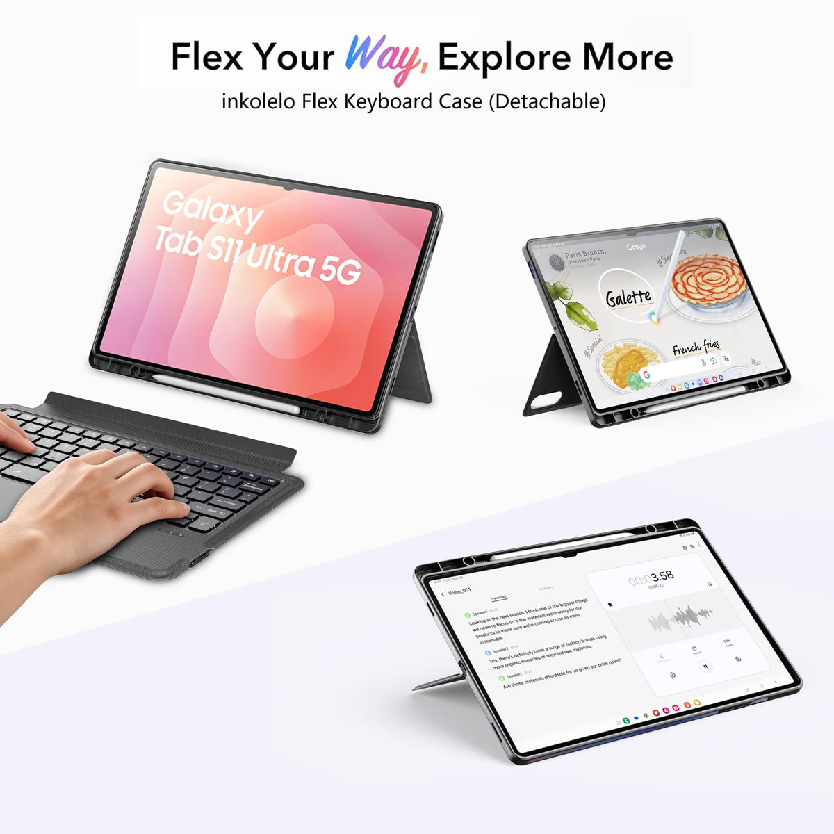 Funda de Teclado inkolelo para Samsung Galaxy Tab S11 Ultra 14.6 Pulgadas 2025 negro con Trackpad y Soporte para Bolígrafo S