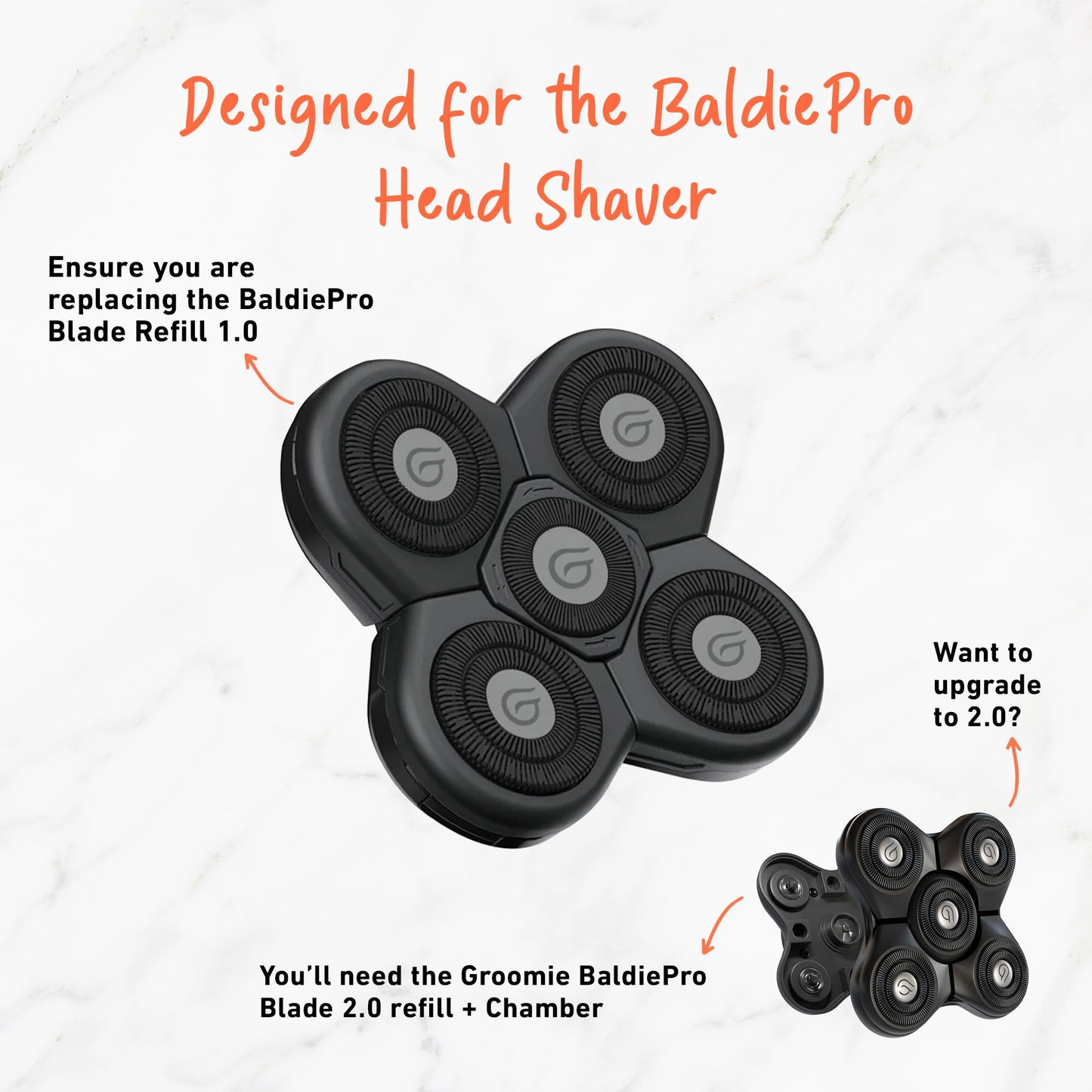 Groomie BaldiePro - Afeitadoras de cabeza calva inalámbricas para hombres, repuesto de cuchilla, afeitadoras eléctricas impermeables para cabeza de repuesto, maquinilla de afeitar rotativa para