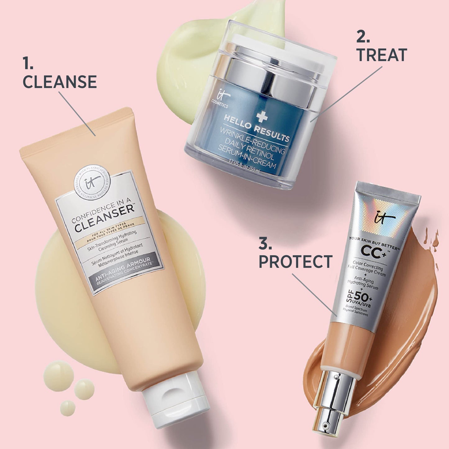 It Cosmetics Hello Results Serum, Serum Crema Facial Reafirmante y Anti-Signos de la Edad con Retinol, Niacinamida, Vitamina B5 y Vitamina E, 50 ml