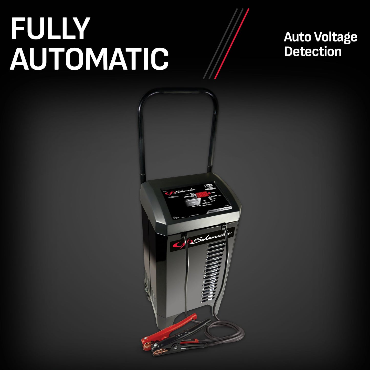 Schumacher - Cargador de batería eléctrico completamente automático y arrancador de motor, cargador de batería de coche de 6/12 voltios, arranque del motor de 200 amperios y refuerzo de 40 amperios