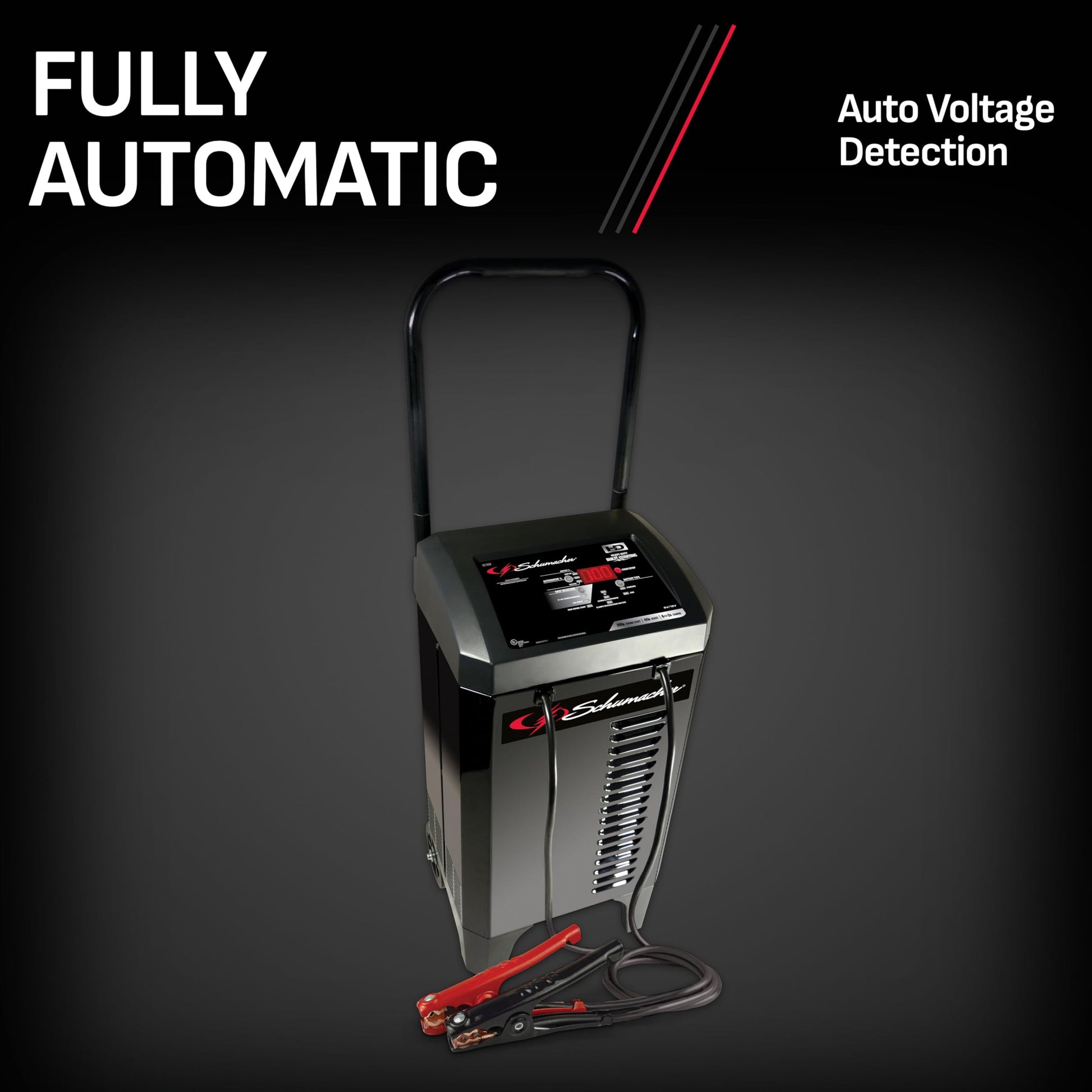 Schumacher - Cargador de batería eléctrico completamente automático y arrancador de motor, cargador de batería de coche de 6/12 voltios, arranque del motor de 200 amperios y refuerzo de 40 amperios