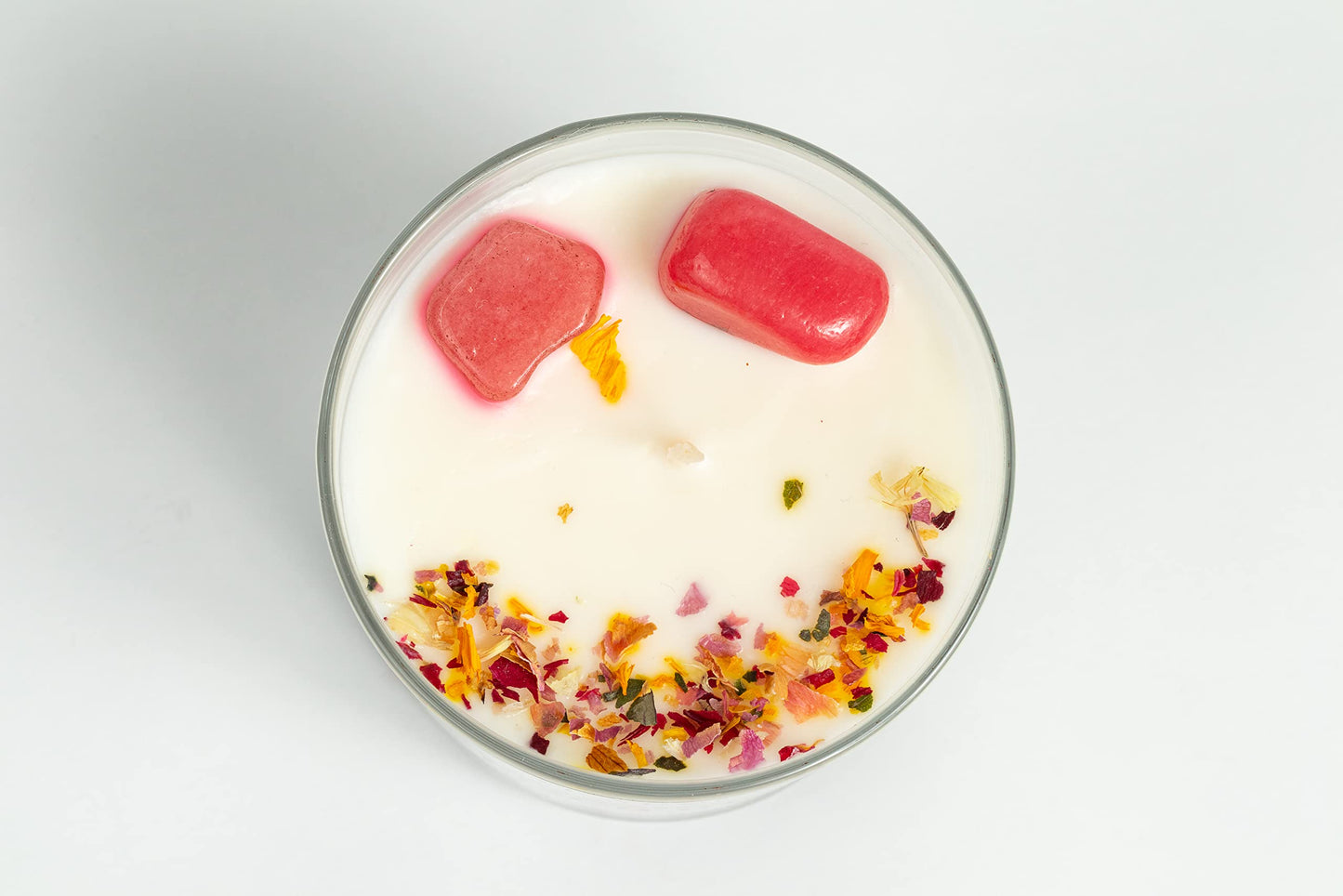 Fuwu, velas aromaticas relajantes de cera de soya con cuarzos naturales, velas decorativas hechas a mano con hierbas de olor, aromatizantes para hogar, velas aromaticas (Flores hawaianas con Sandía)
