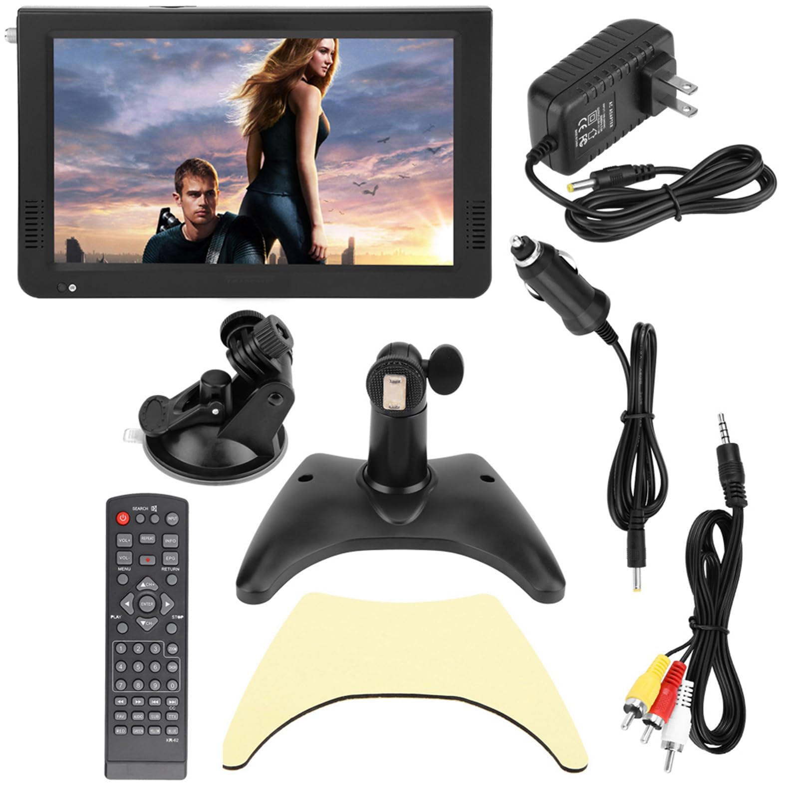 Televisión Digital Portátil ASHATA LEADSTAR 1080P Estéreo para Automóvil 10in LCD con Radio FM y Soporte AV para Cocina