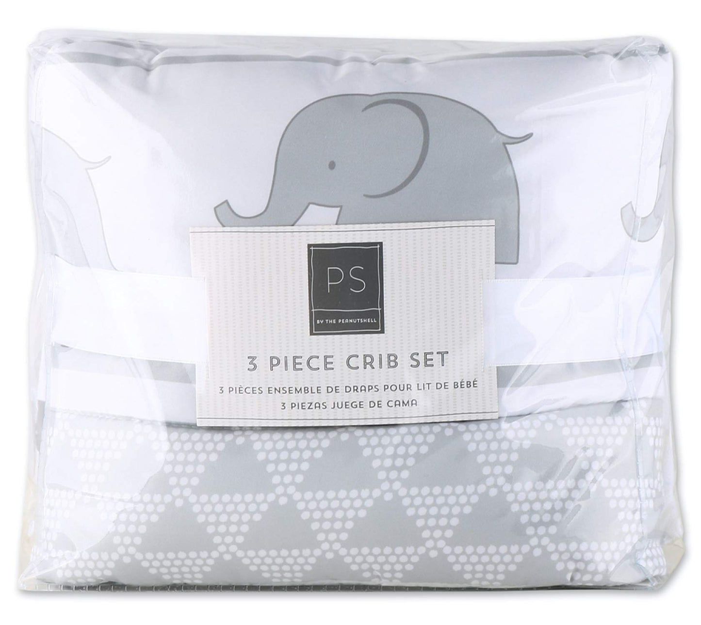 The Peanutshell Elephant Walk - Juego de ropa de cama para cuna (3 piezas), diseño de elefante