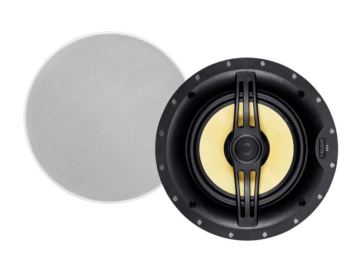 Mono 2-Way Aramid Fiber Back Ceiling Speakers - 6.5 Inch - Black with Covered Crossover (Pair)