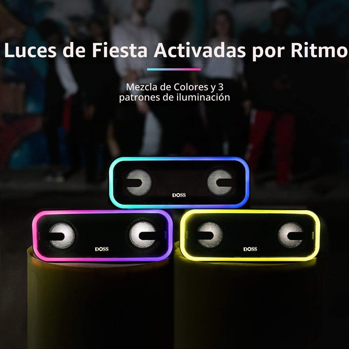 Altavoz Bluetooth Inalámbrico DOSS Negro SoundBox Pro+ con Sonido Impresionante de 24W y Graves Retumbantes