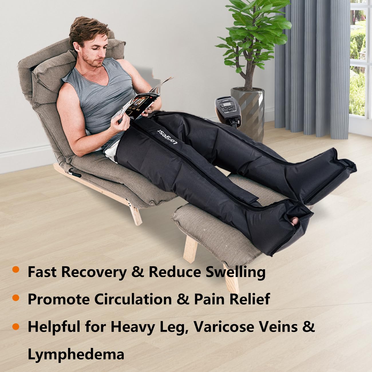 Longest Botas de Presoterapia Casa Profesional, Masajeador Piernas Compresion Aire, Presoterapia Drenaje Linfatico Completo, Botas Masaje de Compresion Para Circulacion y Celulitis - Tamaño S