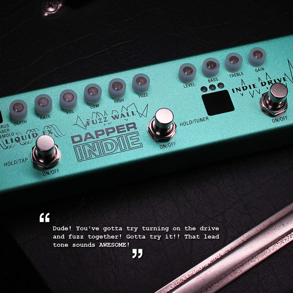 Valeton - Pedal de guitarra multiefectos Dapper Indie of Distortion Reverb Delay Chorus Fuzz and Phaser Tremolo para indie Ambient Psicodélico Grunge Post Rock Stoner Metal Retro tono alternativo