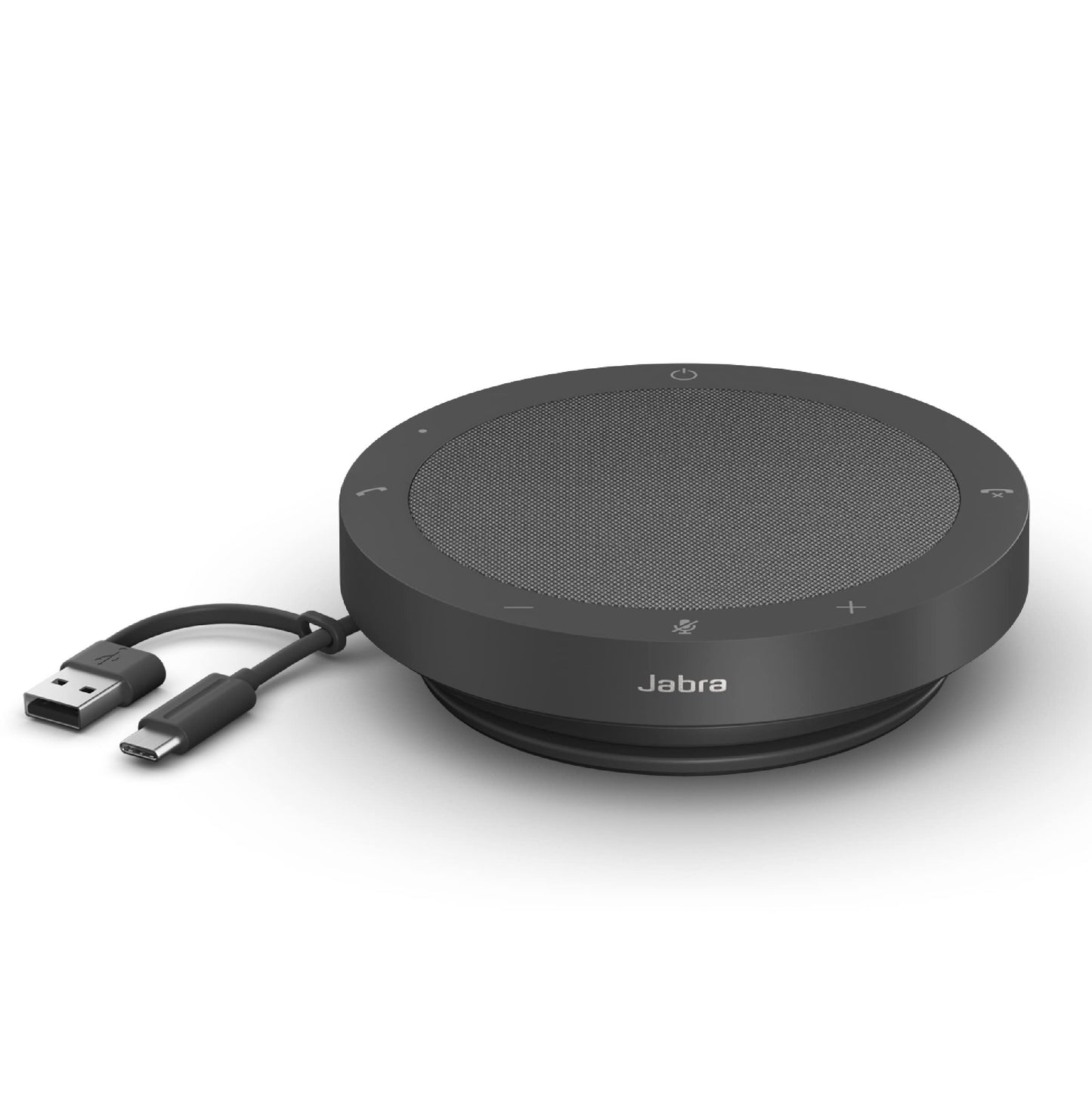 Jabra Speak2 40 Portable Speakerphone - 4 Noise-Cancelling Mics, Full-Range 50mm Portable Speaker, Wideband Audio and USB-A and USB-C Connections - Certified for Zoom and Google Meet - Dark Grey