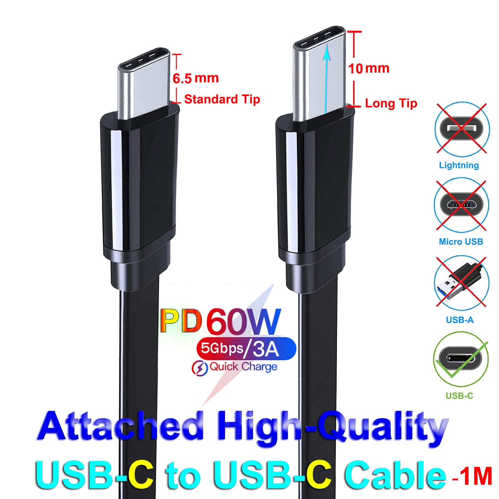 Cargador USB C 30W UNIDOPRO Blanco Rápida PD 3.0 con Cable Plano USB-C para Móviles Resistentes