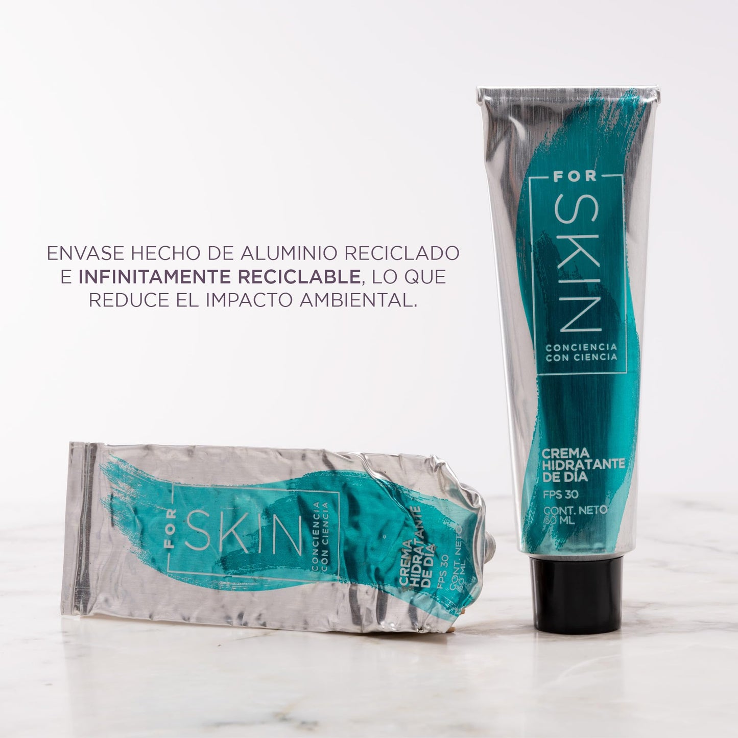 For Skin KIT 3 piezas: Limpiador de Manzanilla 200 ml, Suero nutritivo hidratante 75 ml, y crema de día con protector solar 60 ml | Rutina completa de cuidado facial para todo tipo de piel
