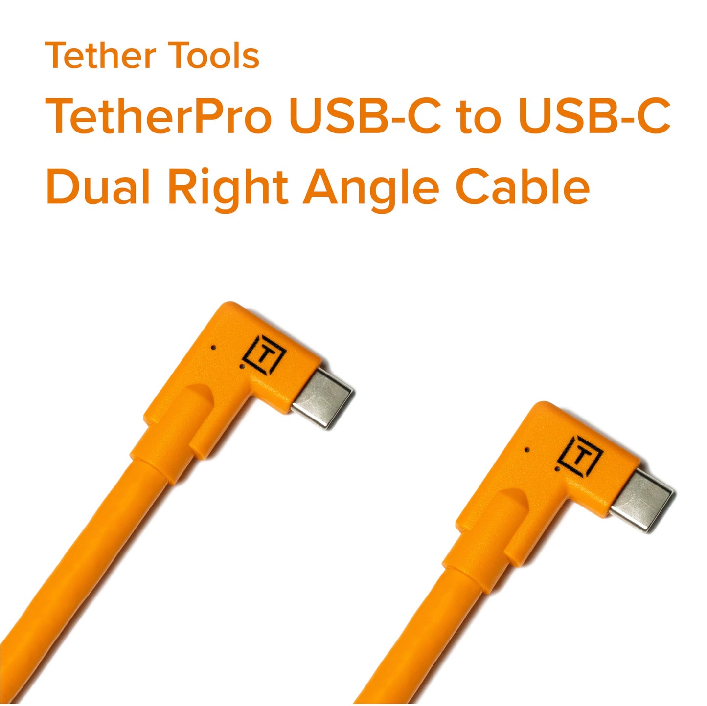 Cable USB-C Tether Tools TetherPro Naranja Alta Visibilidad de Ángulo Recto a USB-C 15 Pies