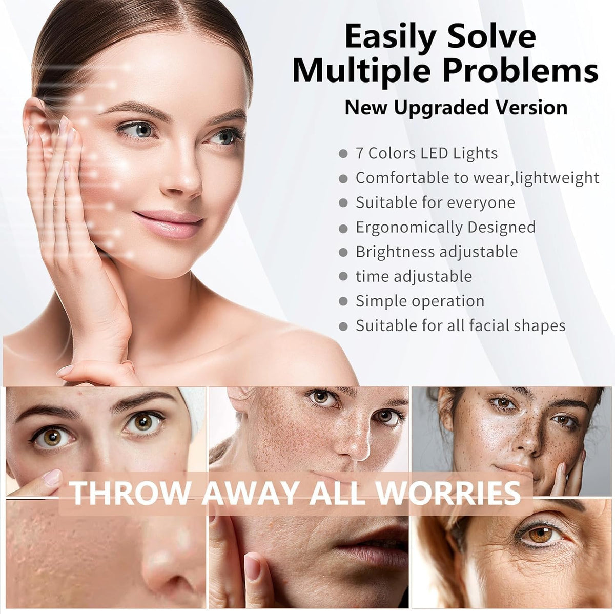 Mascara LED Facial de 7 Colores con Control Remoto para Cara y Cuello