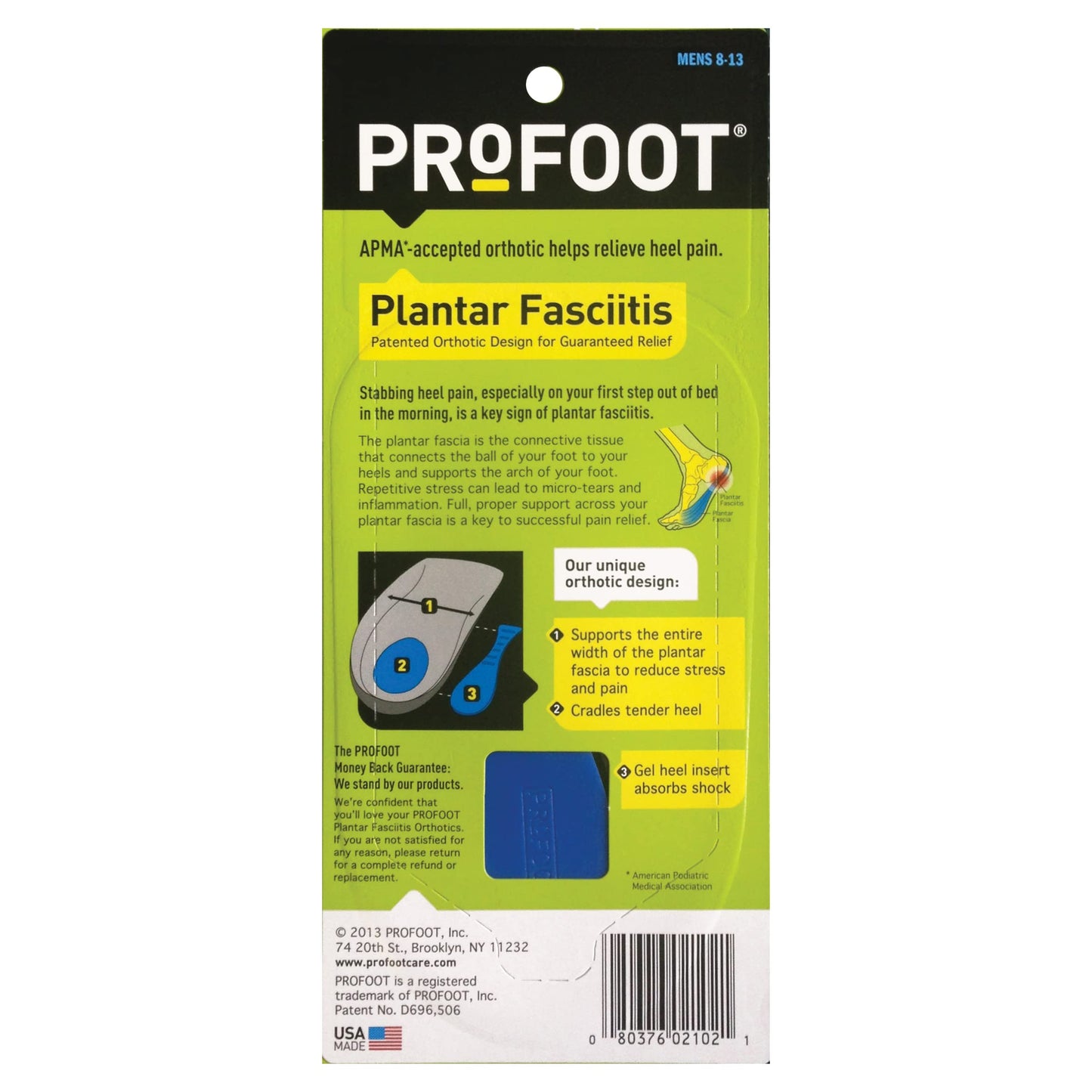 Plantillas Ortopédicas PROFOOT Plantar Fasciitis para Hombre 8-13