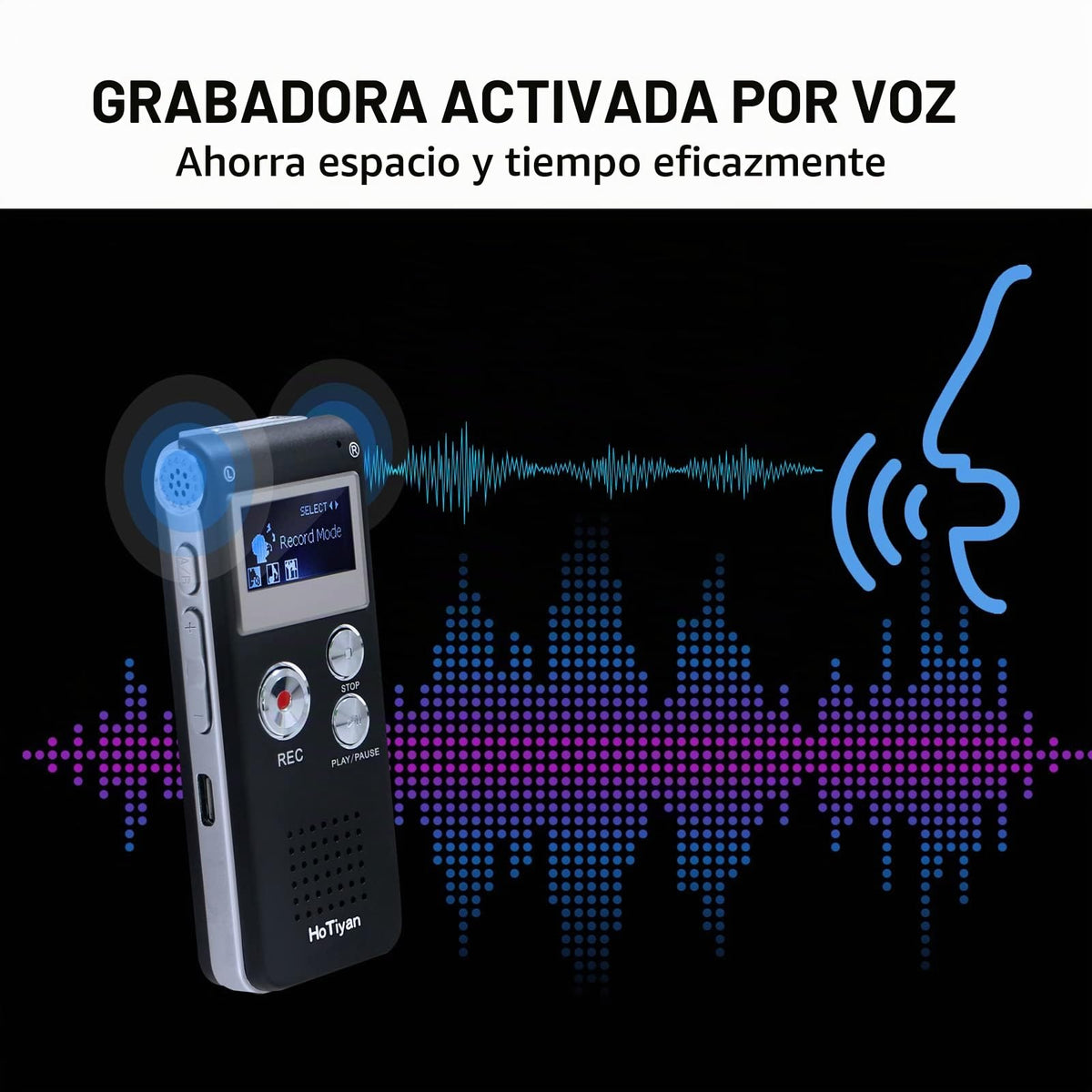 Grabadora de Voz Digital 8 GB Activación por Voz para Conferencias y Reuniones con Micrófono y Reproductor de MP3