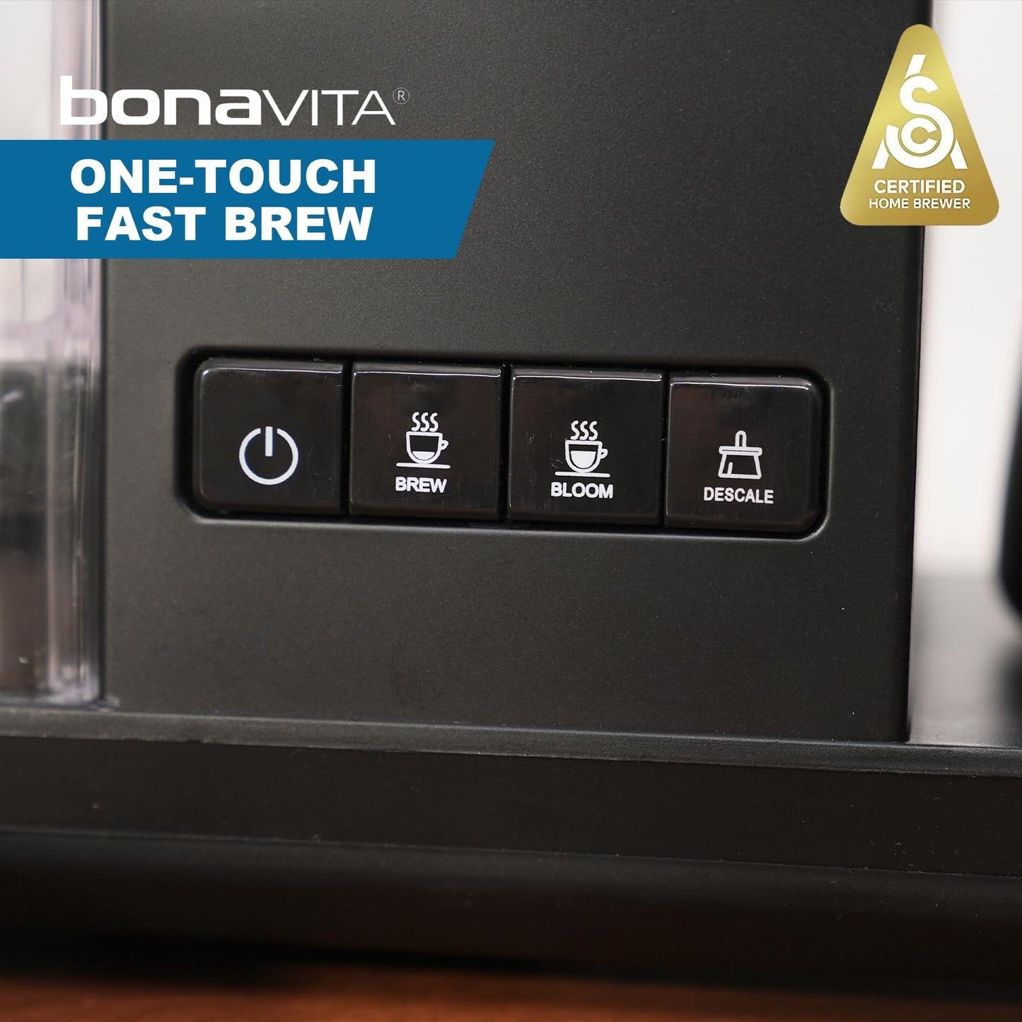 Bonavita Enthusiast - Cafetera de goteo de 8 tazas, con jarra térmica, panel de acero inoxidable, depósito extraíble, color negro mate