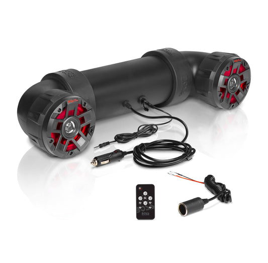 BOSS Audio Systems UTV4BRGB ATV UTV Sistema de sonido resistente al agua – Altavoces de 4 pulgadas, altavoz de agudos de 1 pulgadas, amplificador integrado, Bluetooth, iluminación multicolor, fácil instalación para vehículos de 12 voltios