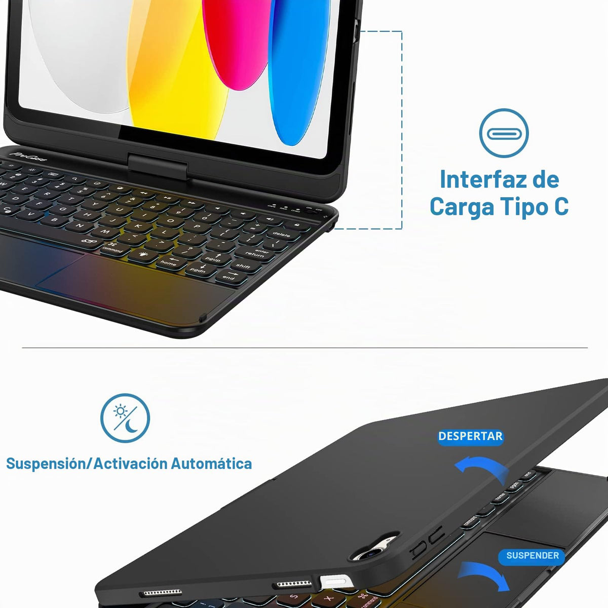 Funda Teclado ProCase iPad A16 y 10th Gen 2025 2022