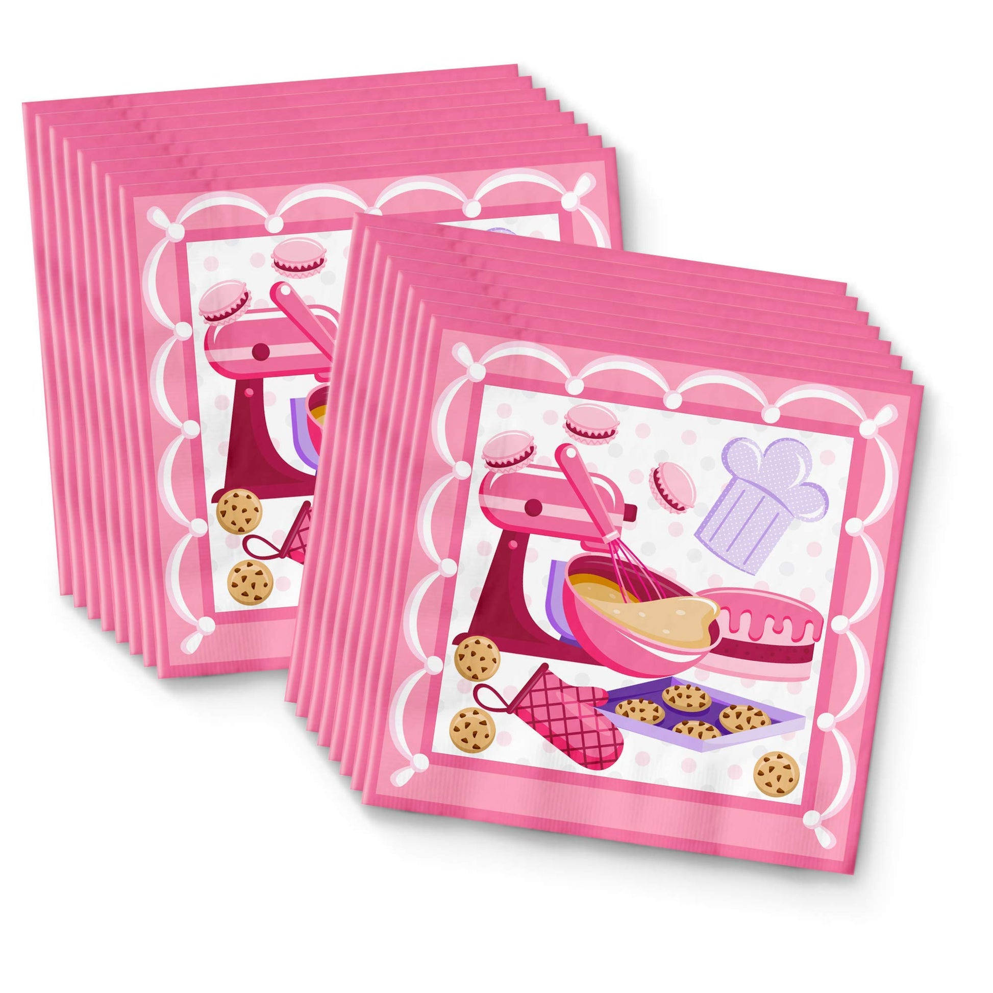 Little Baker - Juego de suministros para fiesta de cumpleaños, platos, servilletas, tazas, vajilla para 16 unidades