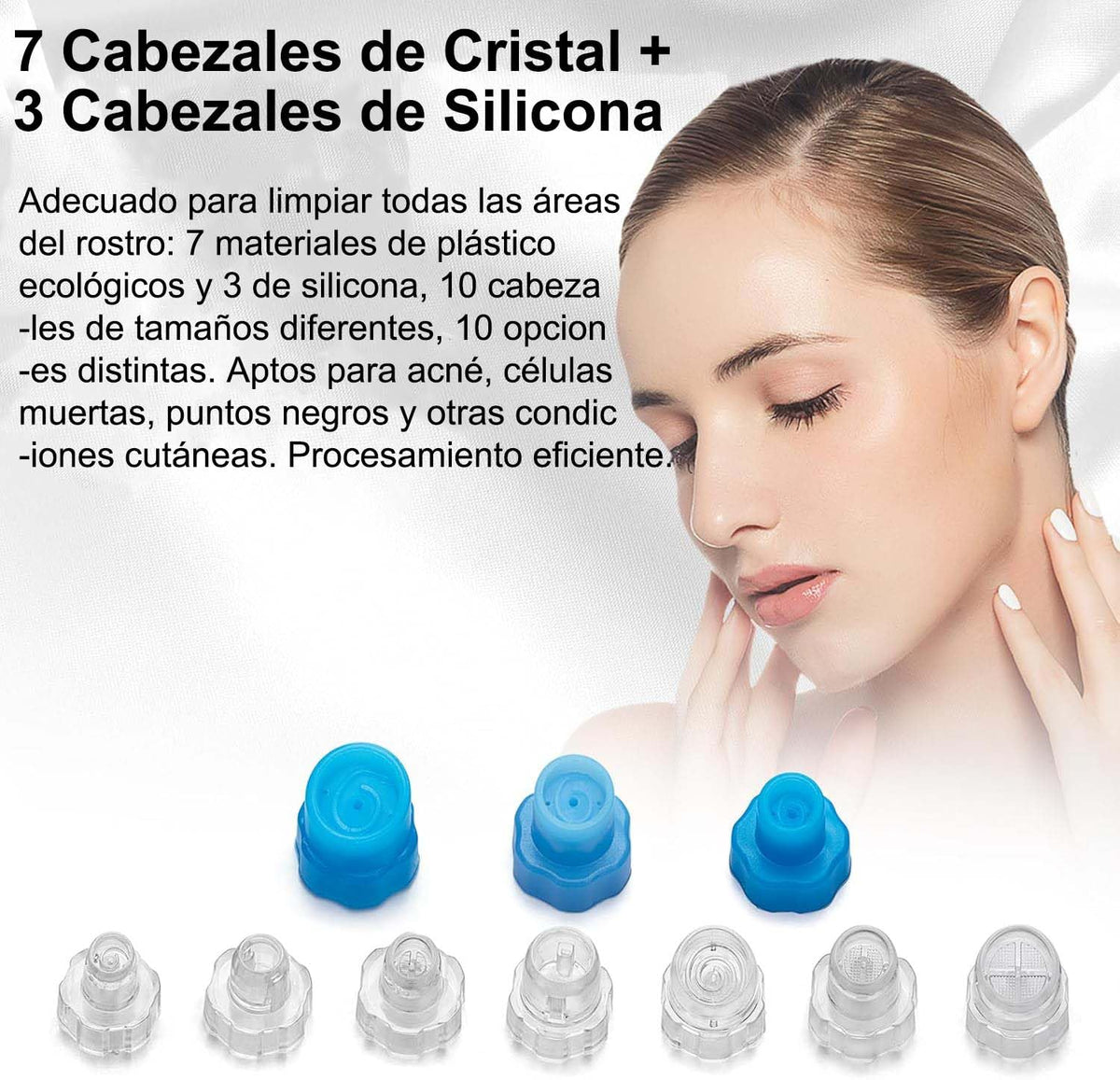 Facial Care Face Cleaning Tool Skin Beauty Set Hydro Dermabrasion Water Peeling 8pcs Elitzia ETAF133T (blanco)