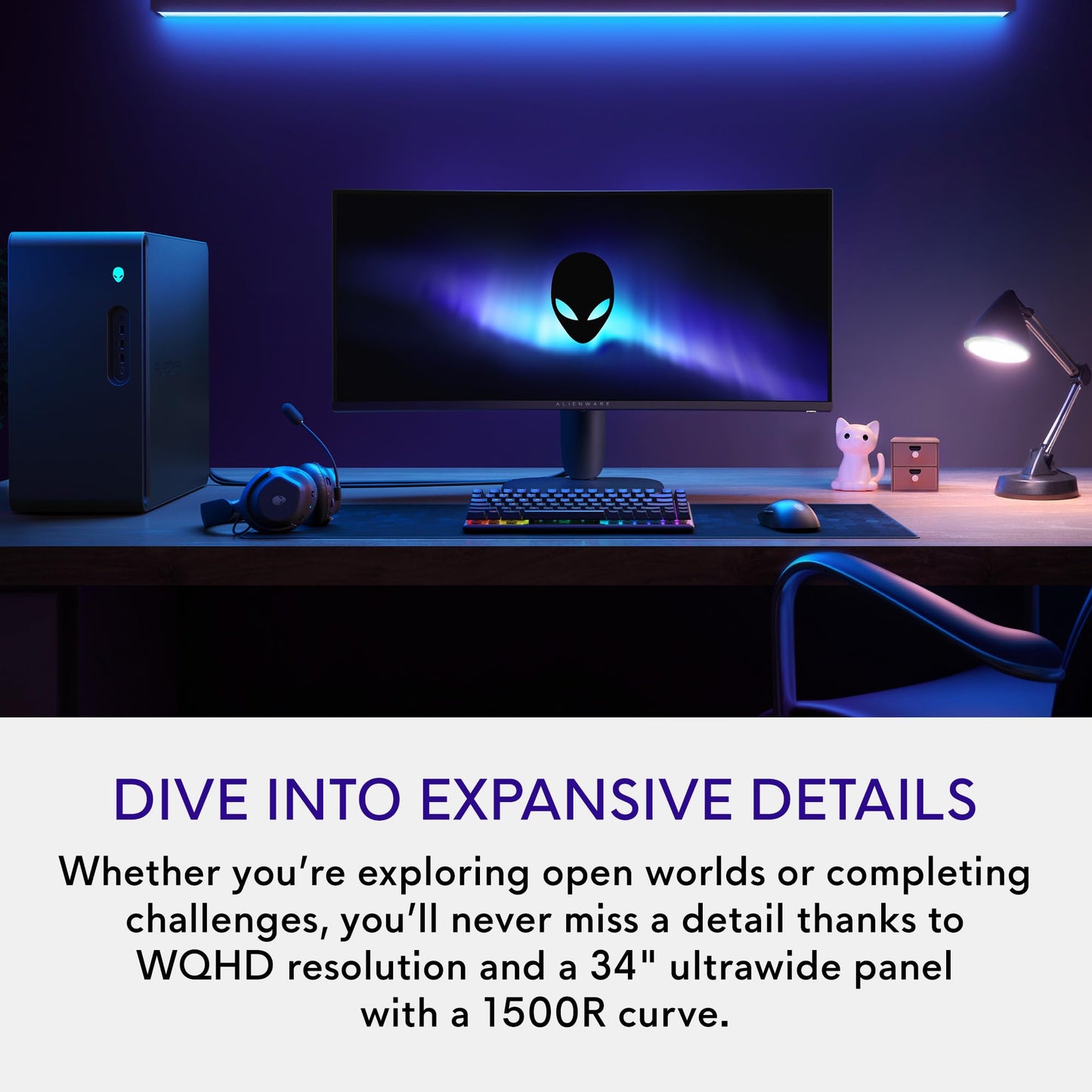 Alienware 34 Monitor para Juegos Curvado – AW3425DWM – visualización WQHD de 34 Pulgadas 180Hz 1 ms, 1500R, AMD FreeSync Premium, VESA AdaptiveSync.