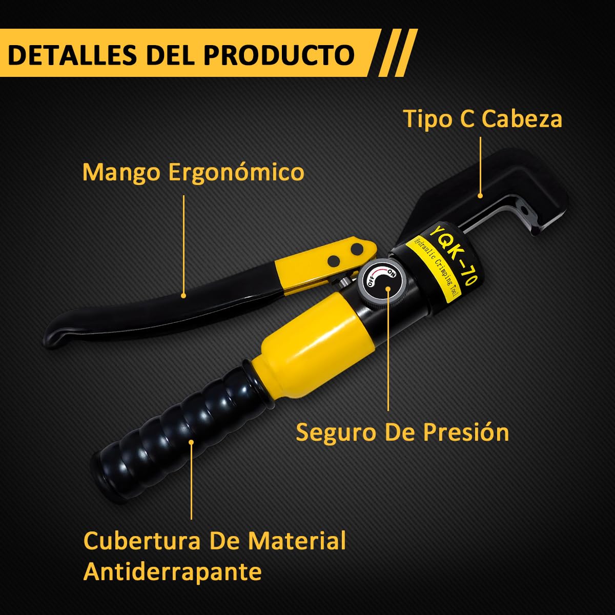 Bowoshen Pinza Crimpadora Hidráulica de 8 Toneladas, Herramienta de Ponchadora Hidráulico Y Cortador de Cable Con 8 Pares de Estuche (4, 6, 10, 16, 25, 35, 50 Y 70 mm)