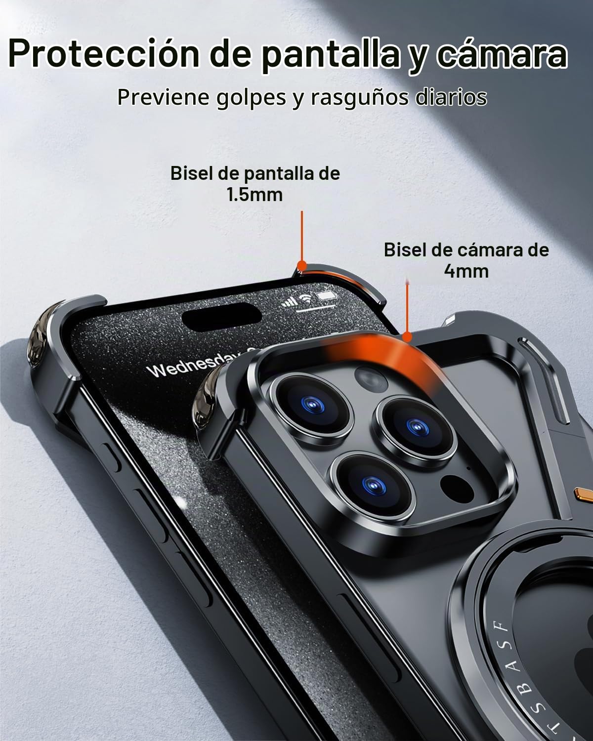 Funda para iPhone 14 Pro OGRANEE Z Negro Soporte Magnético Giratorio 360° Ultrafina y Dura