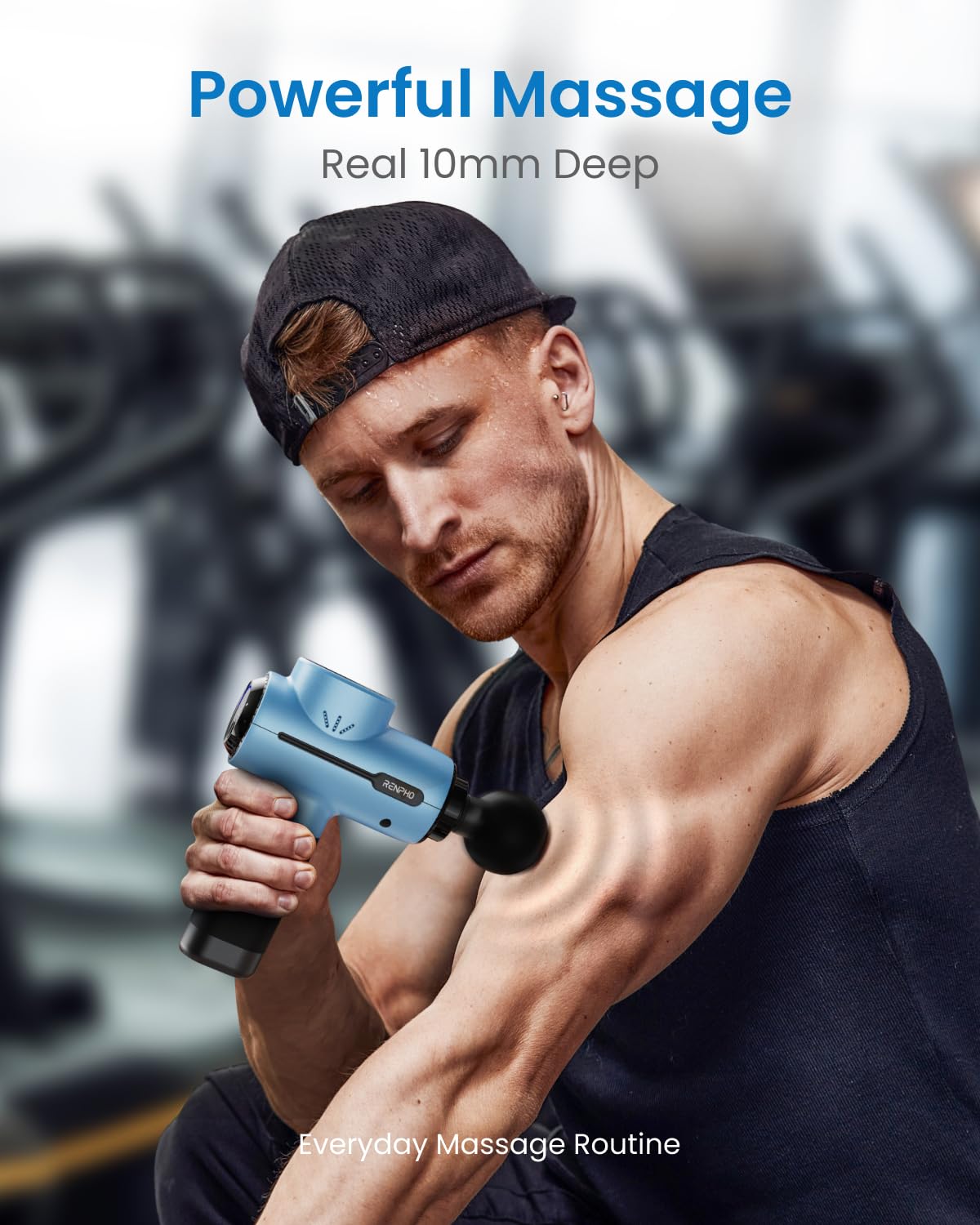 RENPHO Pistola de Masaje Eléctrica de Percusión, Masajeador Muscular Portátil para Espalda, Masajeador de Espalda, Cuello y Hombros, Regalo para Hombres y Mujeres, Incluye Estuche de Transporte, Active