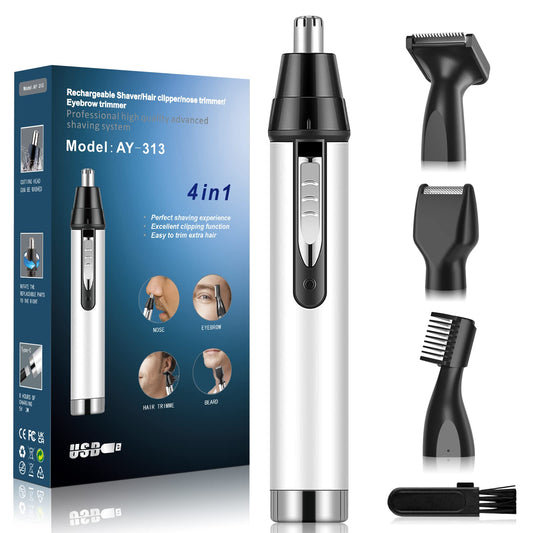 Recortadora de Vello Nasal y de Oídos USB Recargable Impermeable 4 en 1 Ligera para Hombre