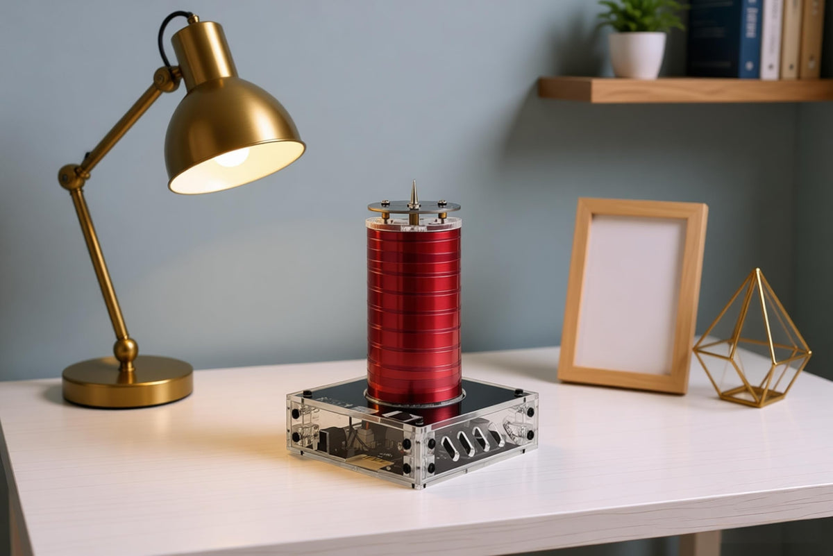 Bobina Tesla Joytech Acrílico Arco Plasma Altavoz Inalámbrico Escritorio Modelo XX01