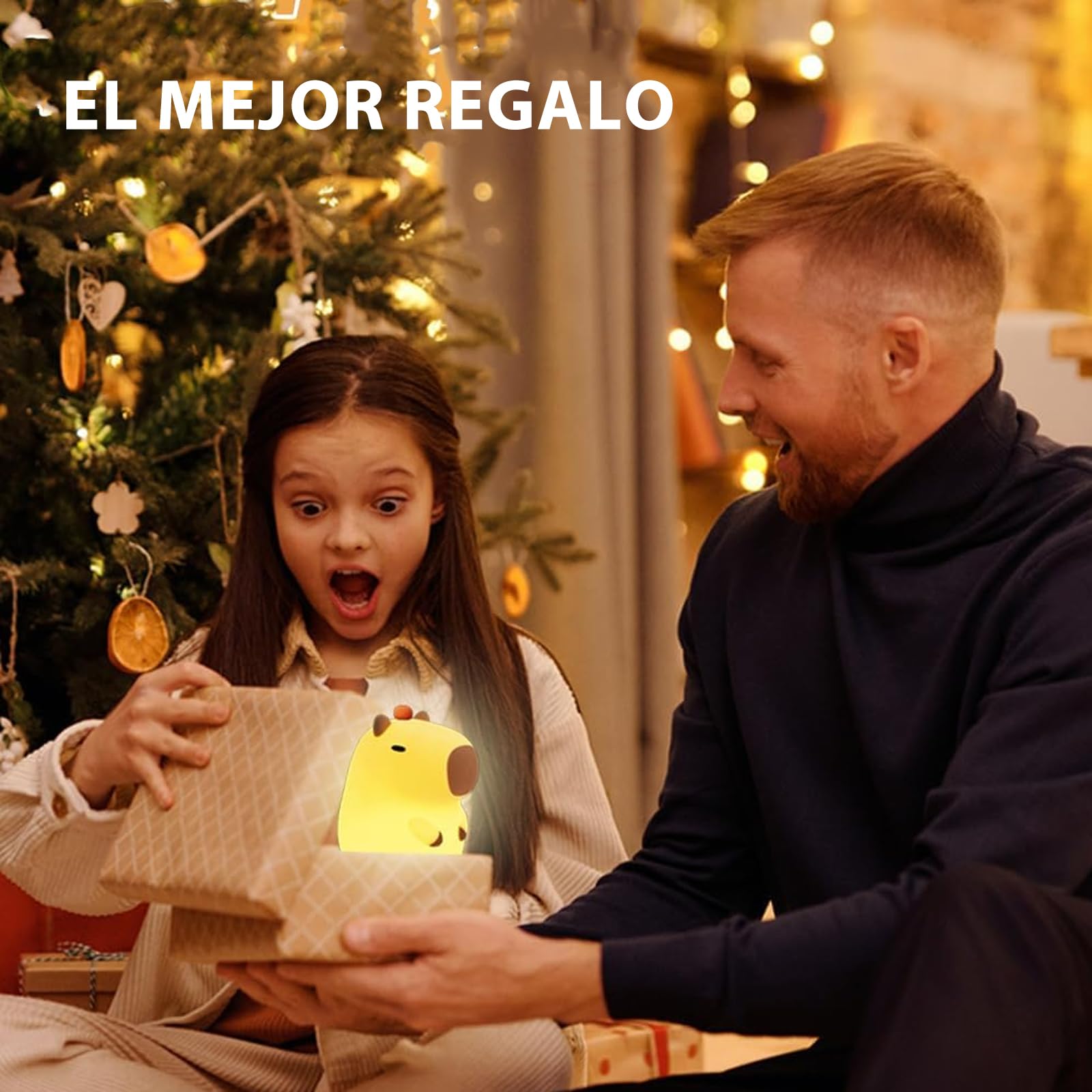 Lámpara Nocturna Capybara Multicolor Táctil Regulable para Niños