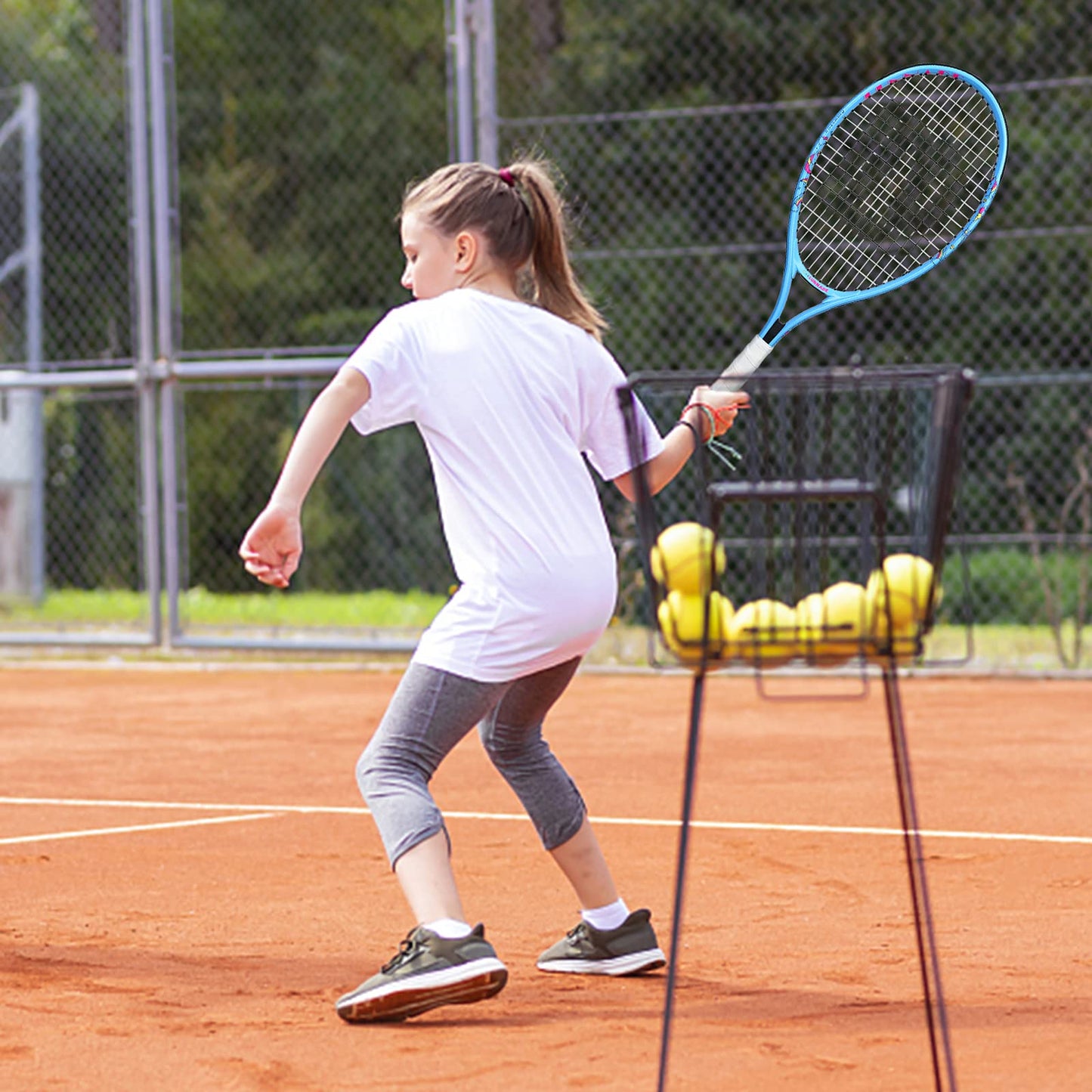 Raqueta de Tenis LUNNADE Infantil Multicolor con Cubierta para Niños y Niñas Principiantes