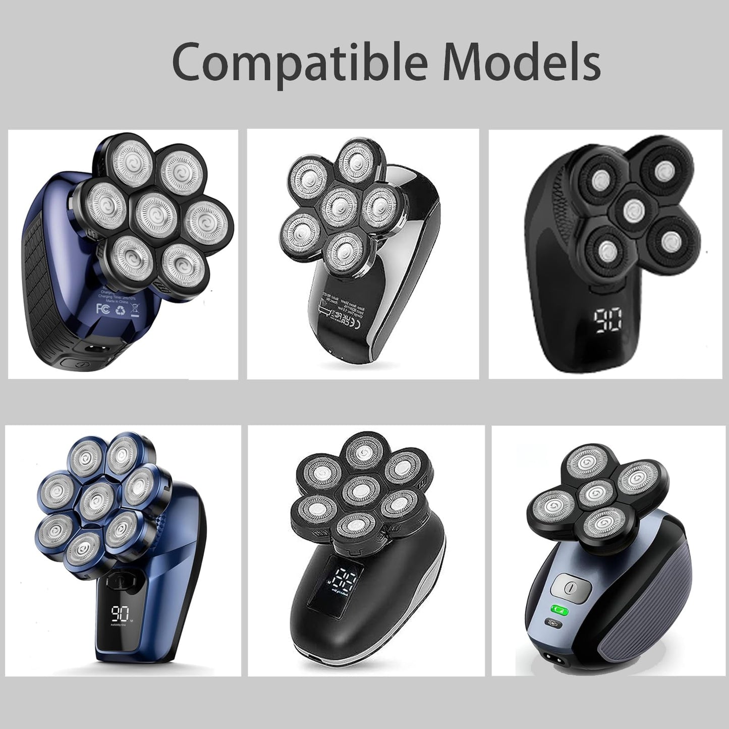 Razowise- Cabezales de repuesto para afeitadora de cabeza, afeitadora con cuchillas 5D, cabezales de repuesto para afeitadora eléctrica para hombres