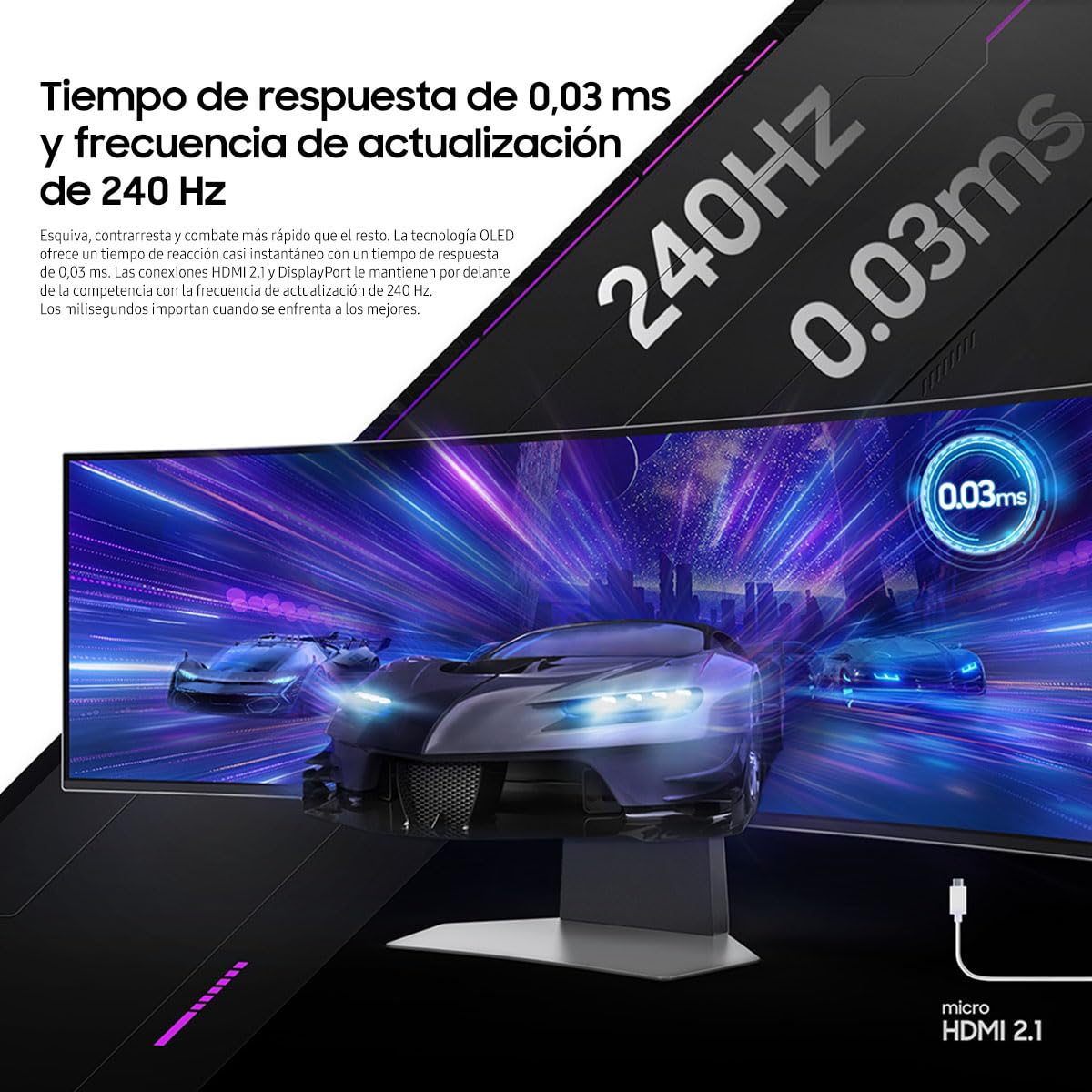 Monitor Gaming Samsung Odyssey G9 Curvo OLED de 49" 0.03 ms 240 Hz