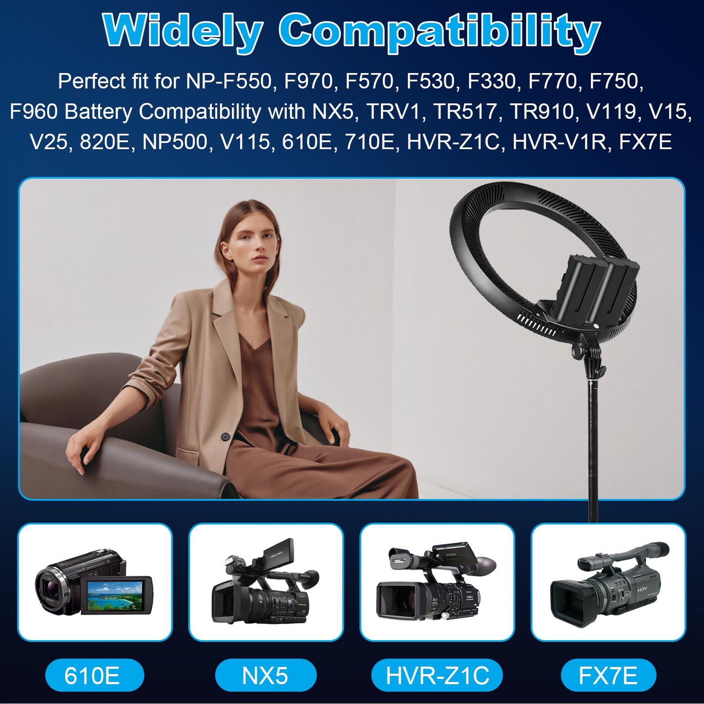 Artman Batería NP-F550 Cargador Dual LCD Mejorado Compatible con Sony NP-F530 F570 F330 F970 F960 F750 F770 CCD-SC55 TR516 TR716 TR818 TR910 (Paquete de 2, 2900mAh)