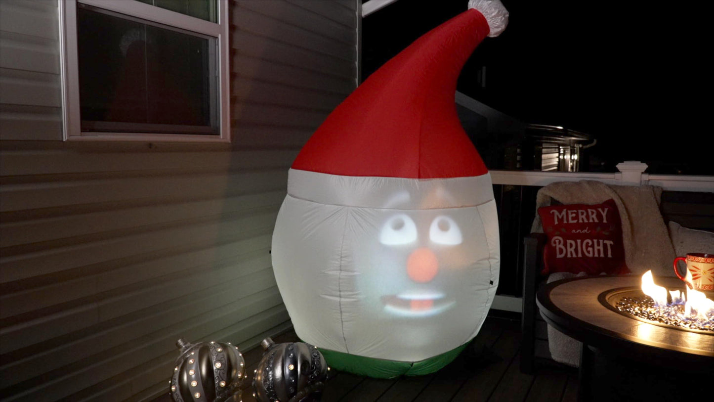 ANIMAT3D Muñeco de Nieve Inflable Inflable Mr. Chill Talking con visualización HD integrada de 56 Pulgadas y proyector Integrado + Altavoz Incluye 30 Minutos de Contenido