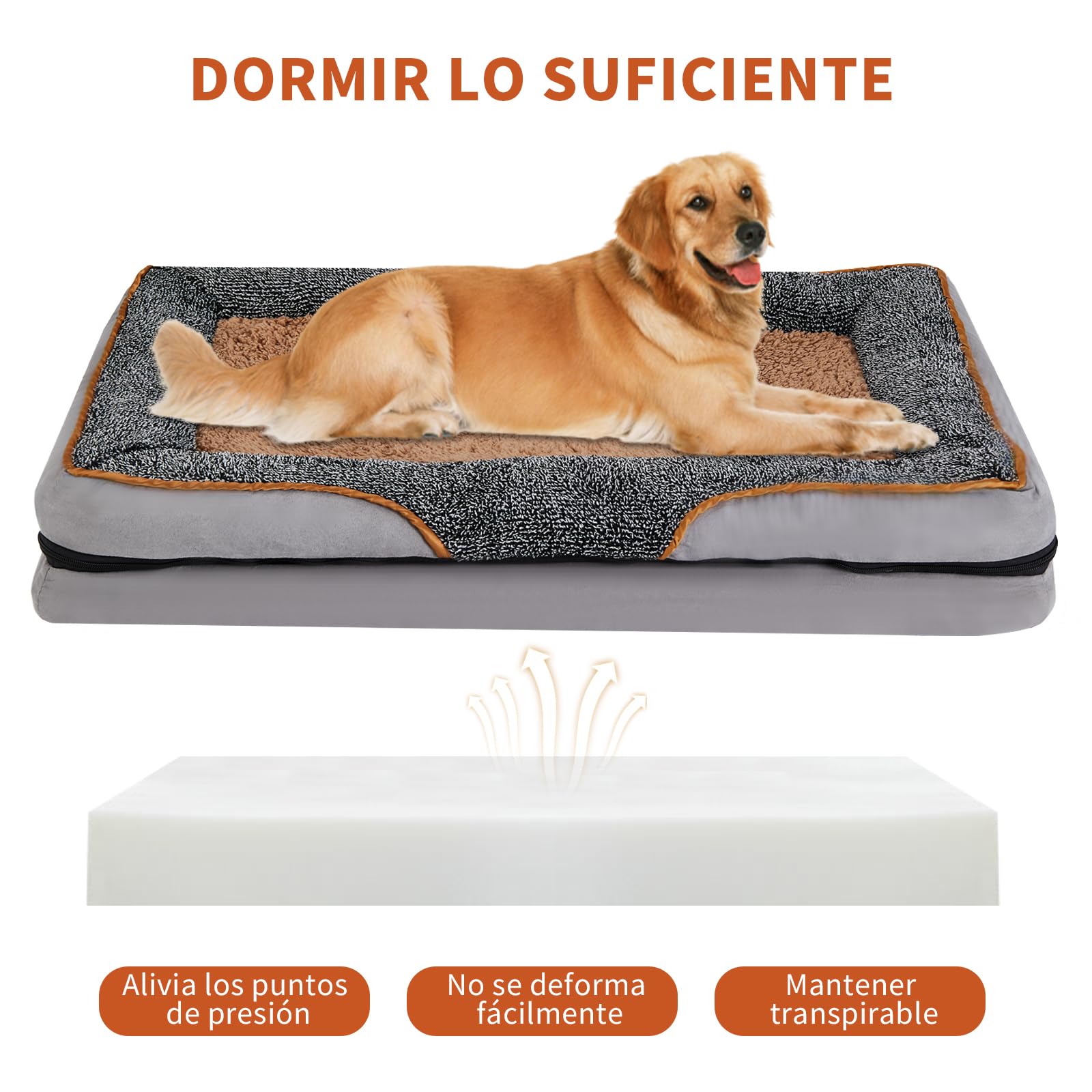 GMK Cama para Perro, Cama Impermeable Ortopédica para Perros y Cachorros Pequeños, Medianos y Grandes, Rectangular y Lavable La Suavidad Ayuda a Dormir Cama Elevada para Perros (Medium)