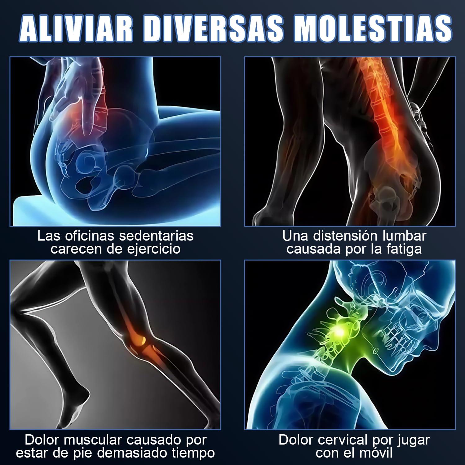 Pistola de Masaje Muscular，De mano y portátil masajeado，con 4 cabezales, 6 engranajes de masaje ajustables.Pistola de masaje muscular profundo