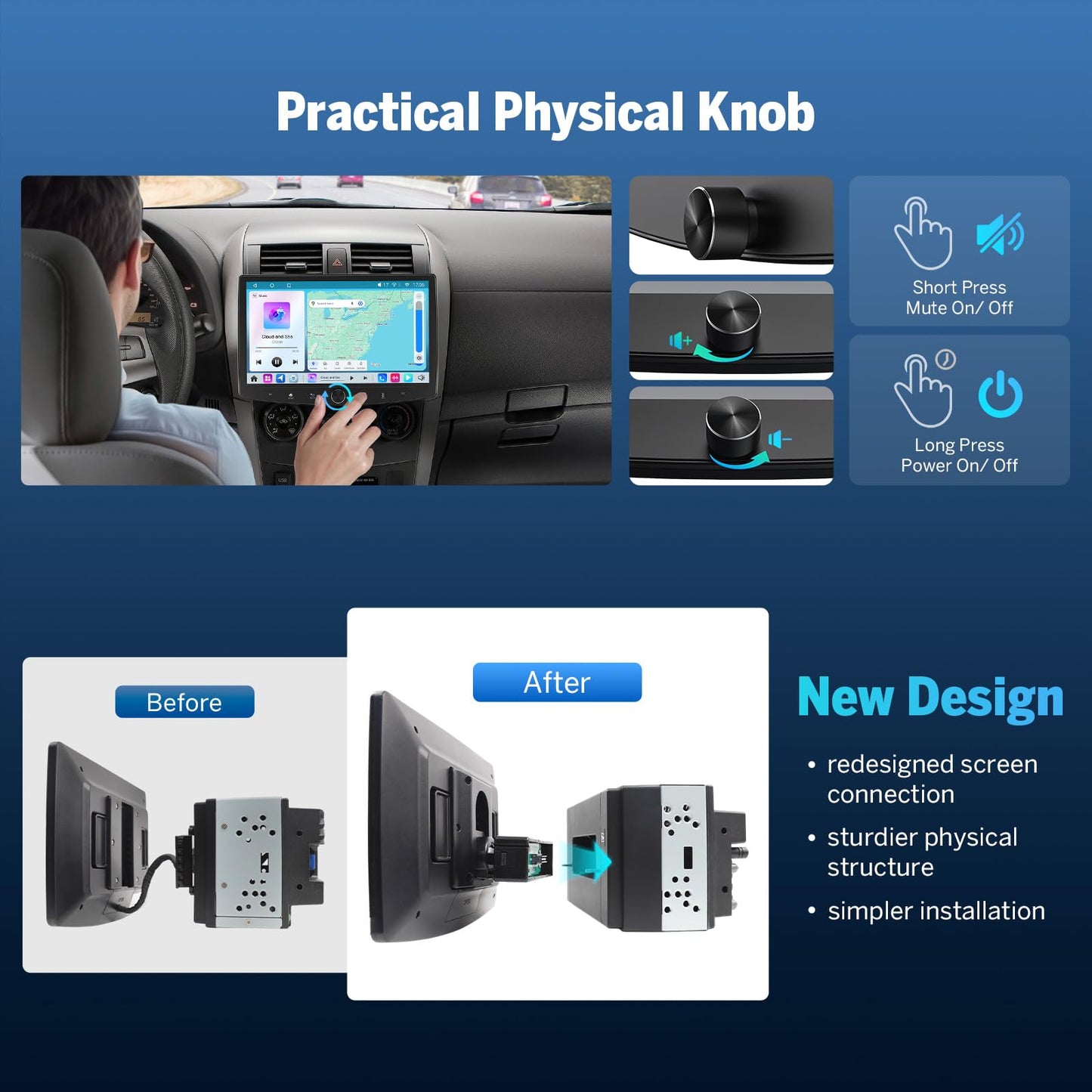 Eonon 6GB+64GB Estéreo de Coche Doble DIN, Receptor de Audio para Coche 10.1 Pulgadas Carplay Inalámbrico Android Auto, Navegación Android 13 con Pantalla Táctil, Bluetooth, Cámara de Respaldo, 4G LTE