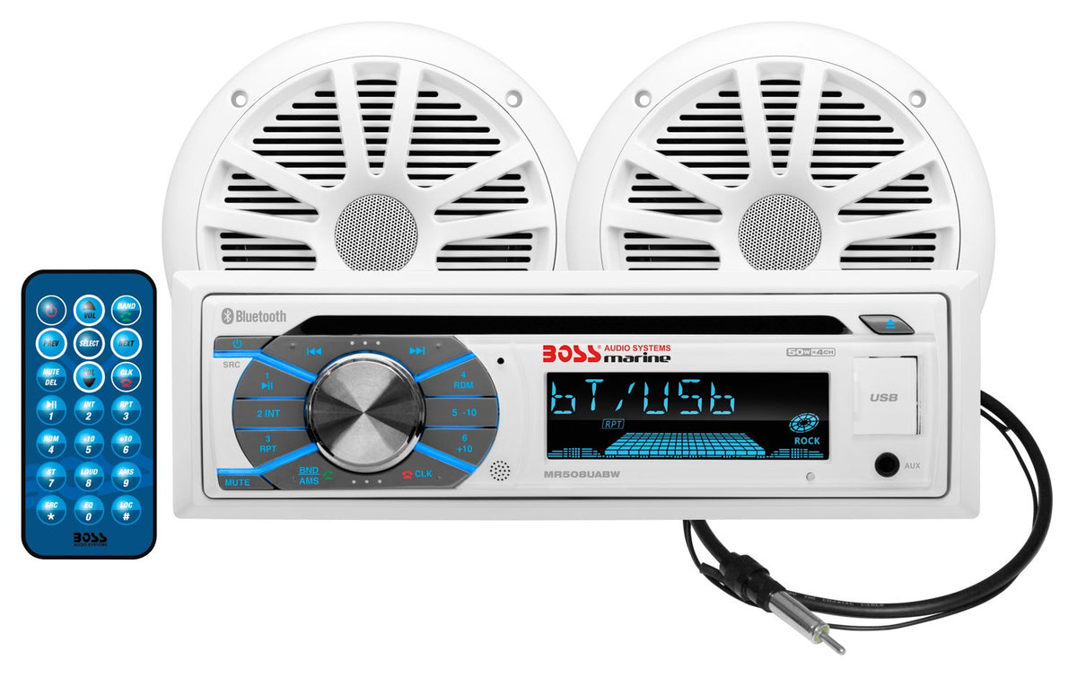 Estéreo Marino MCK508WB.6 BOSS Audio Systems Bluetooth con Altavoces de 6.5 Pulgadas y Receptor de Radio AM/FM para Barco