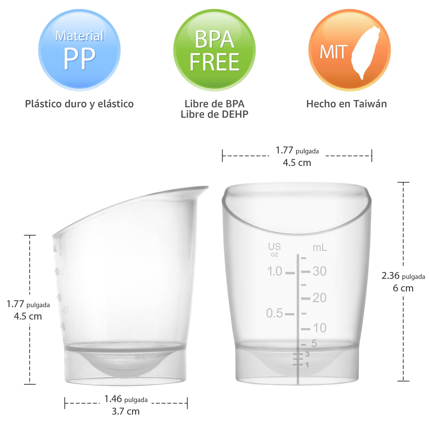 Vaso de Alimentación para Bebé Maymom, Reutilizable y Desechable para Alimentación Infantil a Corto Plazo, Recolección de Primera Leche, 1 oz, Paquete de 4