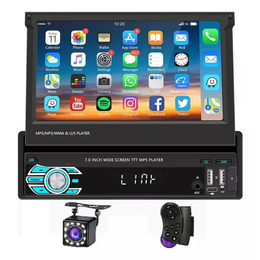 FINYQBET Estéreo para Auto 9610C de 7 Pulgadas con CarPlay y Android Auto, Pantalla Táctil Retráctil, Bluetooth y Cámara de Reversa, Ideal para Conducir Seguro y Entretenimiento en Viajes